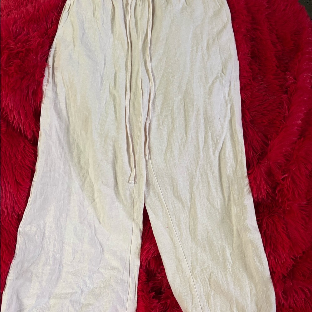 Cream Drawstring Pants